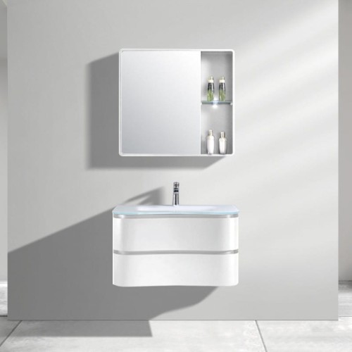 Szafka wisząca z umywalką szklaną Ontario White 600 Lavita