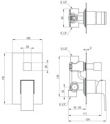 Bateria natryskowa podtynkowa z przełącznikiem natrysku Anemon Bis Deante