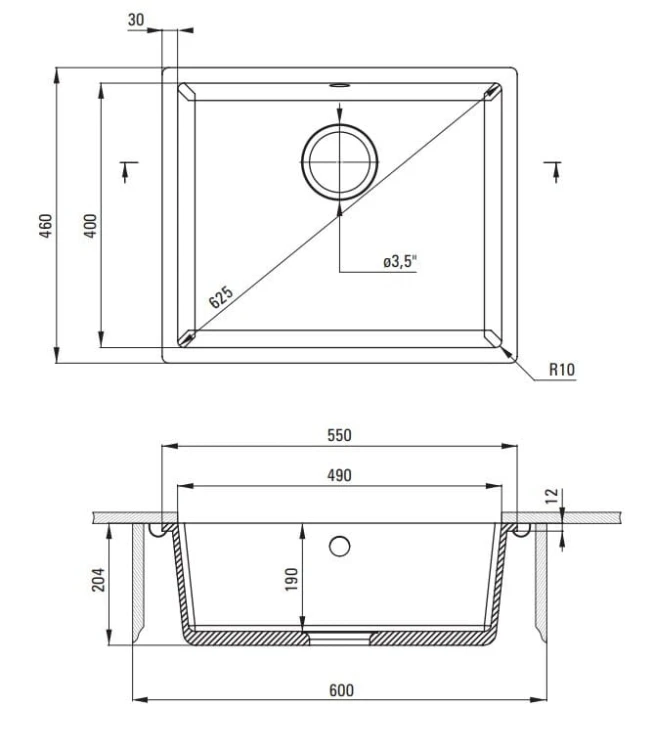 Zlewozmywak granitowy 1-komorowy Corda Deante grafit metalik