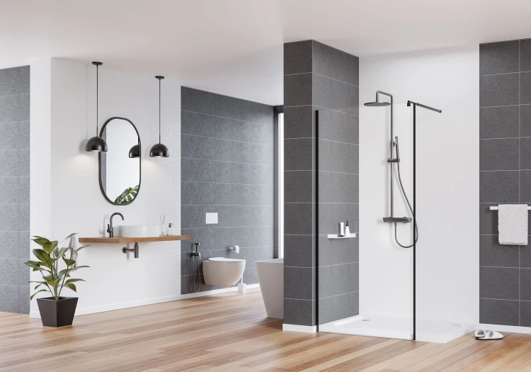 Deszczownia z baterią mieszaczową Deante Arnika Titanium NAC_D1QK