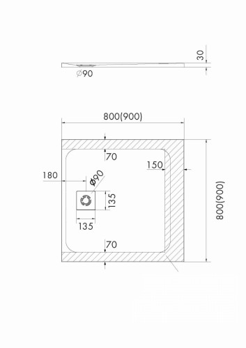 Brodzik kwadratowy MAGNIFIC White Stone 80x80 Schedpol Schedline, biały