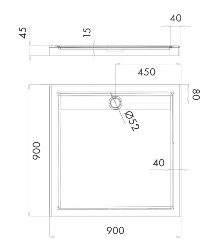 Brodzik kwadratowy ESTRA 90x90 Schedpol Schedline