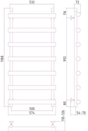 Grzejnik łazienkowy Sunerzha Atlant 120x50cm stal polerowana