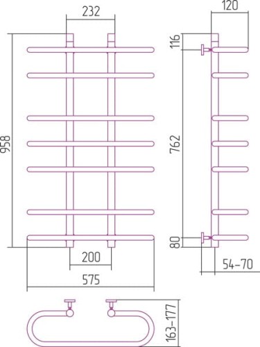 Grzejnik łazienkowy Sunerzha Furore 100x60cm stal polerowana