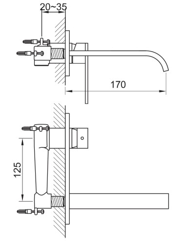 Bateria umywalkowa podtynkowa KOHLMAN Nexen-S SQW185U