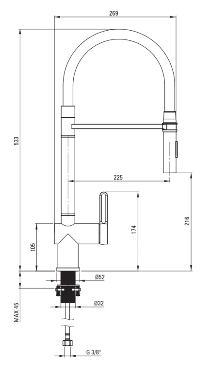 Bateria kuchenna z elastyczną wylewką czarna nero Magnetic Deante