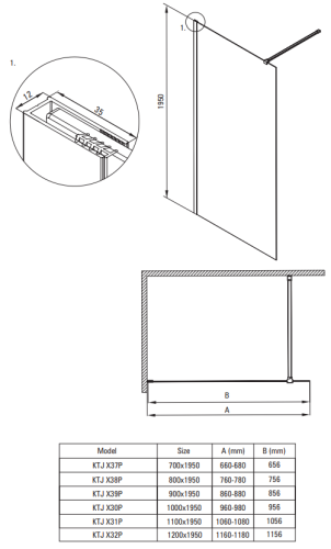 Ścianka prysznicowa walk-in 100x195 złoto szczotkowane Prizma Deante