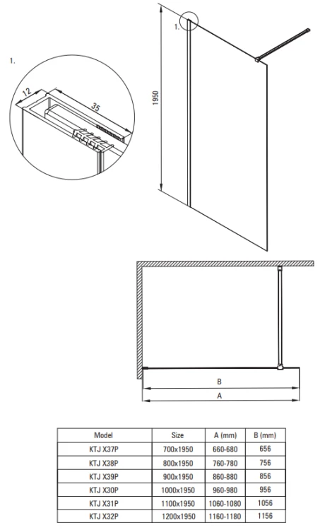 Ścianka prysznicowa walk-in 100x195 złoto szczotkowane Prizma Deante