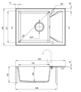 Zlewozmywak granitowy 1-komorowy z ociekaczem nero Evora Deante