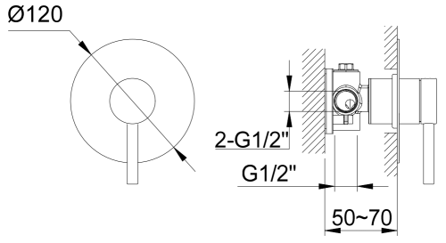 Bateria prysznicowa podtynkowa czarna Axel Black KOHLMAN QW220AB