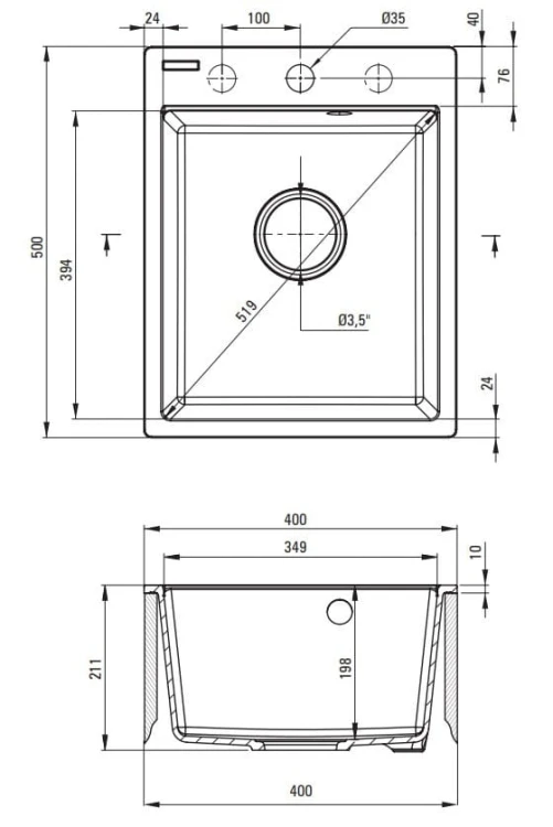 Zlewozmywak granitowy 1-komorowy Corio Deante grafitowy