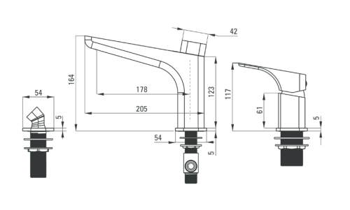 Deante Hiacynt Bianco Bateria wannowa 3-otworowa