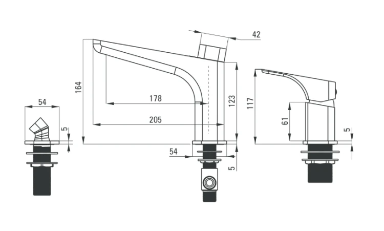Deante Hiacynt Bianco Bateria wannowa 3-otworowa