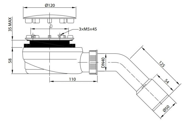 Syfon brodzikowy Radaway R580 White biały 90mm