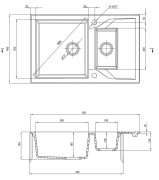 Zlewozmywak granitowy 1.5-komorowy z ociekaczem nero Andante Deante