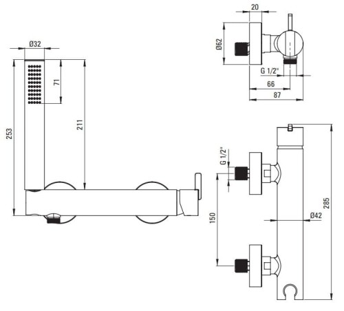 Bateria prysznicowa z zestawem prysznicowym Silia Deante stal szczotkowana