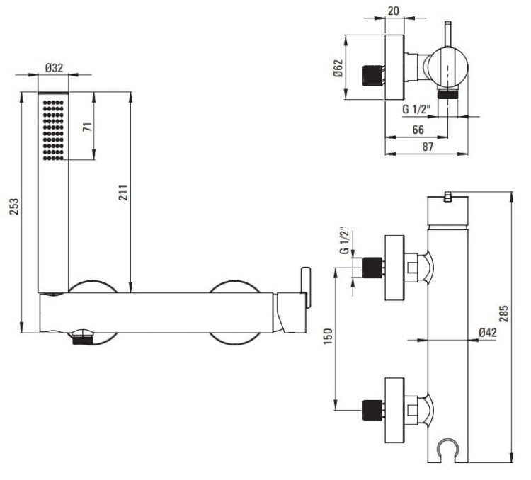 Bateria prysznicowa z zestawem prysznicowym Silia Deante złoto szczotkowane