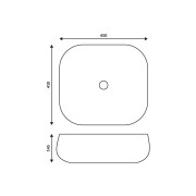 Umywalka nablatowa corsan prostokątna 450x410x145 mm z korkiem klik-klak złotym