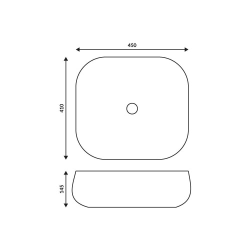 Umywalka nablatowa corsan prostokątna 450x410x145 mm z korkiem klik-klak złotym