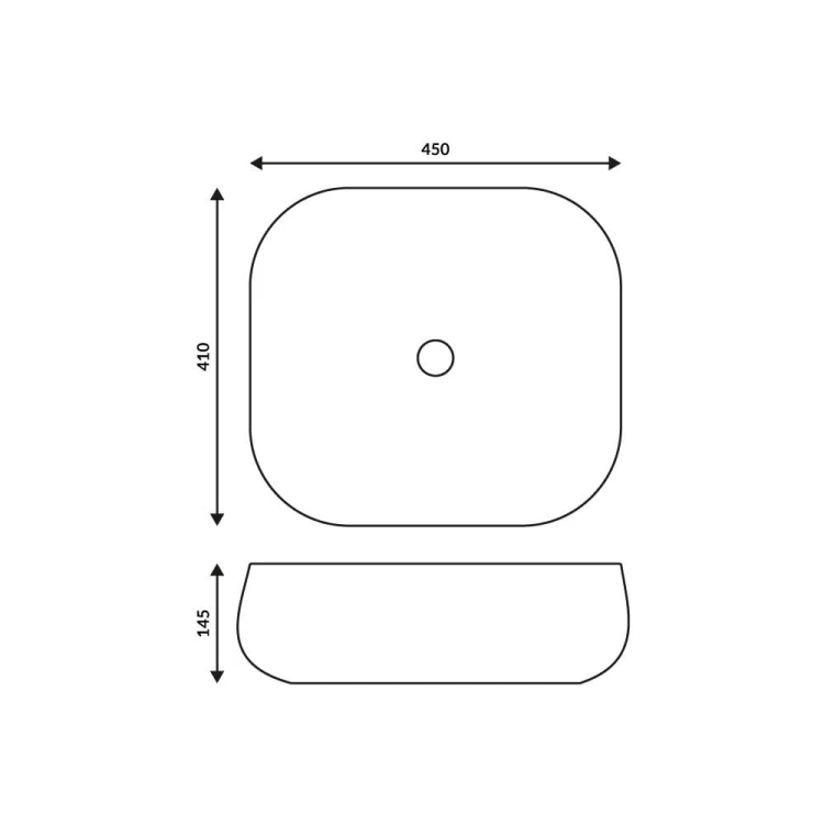 Umywalka nablatowa corsan prostokątna 450x410x145 mm z korkiem klik-klak złotym