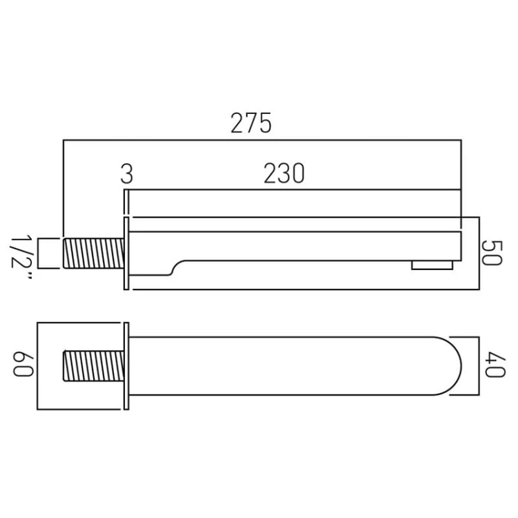 Wylewka naścienna wannowa 23 cm Vado Life
