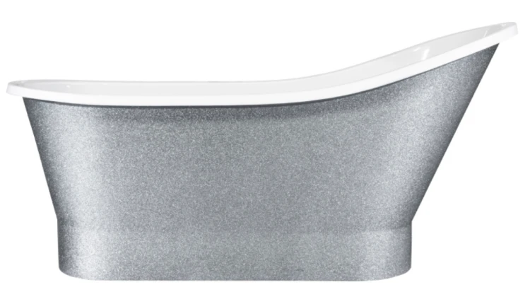 Wanna wolnostojąca Besco GLORIA GLAM 160x68 srebrna