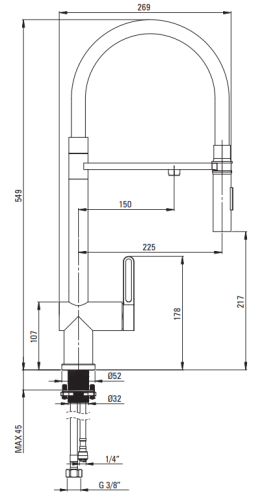 Bateria kuchenna z podłączeniem do filtra brąz Magnetic Deante