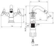 Bateria bidetowa stojąca mosiądz Temisto Deante