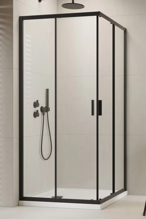 Kabina prysznicowa Radaway Alienta Black C 80x80x190 przejrzysta