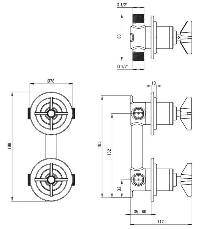 Zestaw prysznicowy podtynkowy Temisto mosiądz Deante