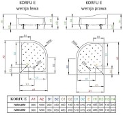 Brodzik asymetryczny Radaway Korfu E 100x80x39,5x24 lewy