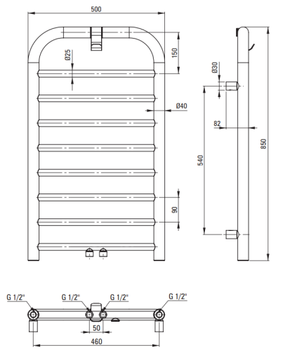 Grzejnik łazienkowy 85x50 titanium mat Silia Deante