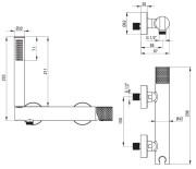 Bateria prysznicowa ścienna złoto szczotkowane Silia Hexa Deante