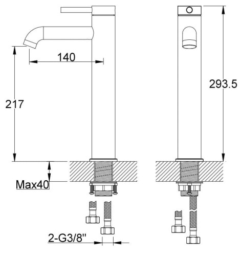 Bateria umywalkowa wysoka złota Axel Gold KOHLMAN QB170AGD