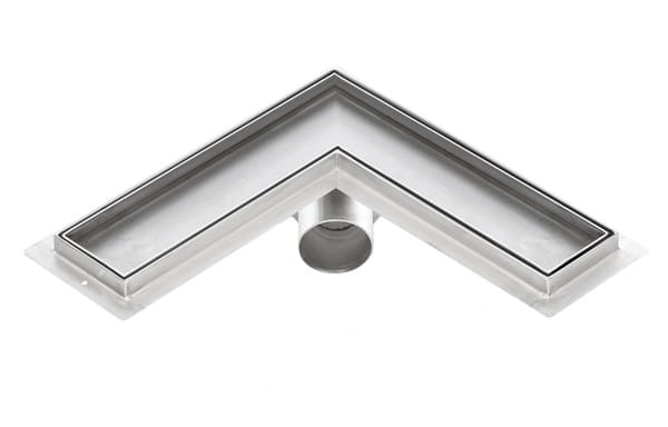 Odpływ liniowy narożny z flanszą i metalowym syfonem Kesmet 100x100 cm z rusztem