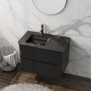 Szafka wisząca z umywalką szklaną Atlanta Black 800 Lavita