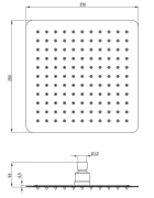 Deszczownica 25x25 cm złoto szczotkowane Cascada Deante