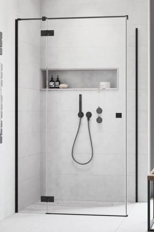 Kabina prysznicowa Radaway Essenza 8 Black KDJ lewa przejrzysta