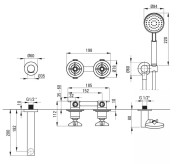 Bateria wannowa podtynkowa nero czarna Temisto Deante