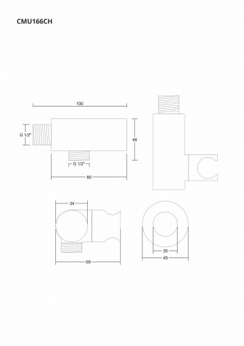 Uchwyt prysznicowy corsan cmu169ch z przyłączem do słuchawki prysznicowej