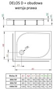 Brodzik prostokątny Radaway Delos D z obudową 100x75 prawy