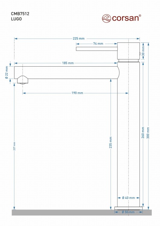 Bateria umywalkowa corsan cmb7512ch lugo wysoka chromowana