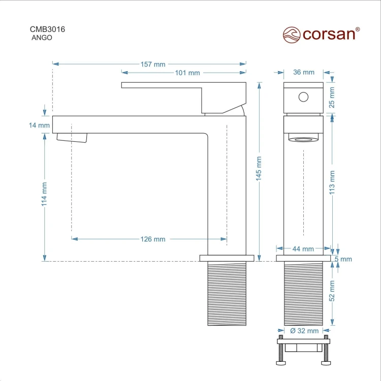 Bateria umywalkowa corsan cmb3016bl ango czarna