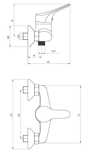 Bateria prysznicowa ścienna ECO-głowica chrom Joko Deante