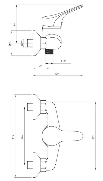 Bateria prysznicowa ścienna ECO-głowica chrom Joko Deante
