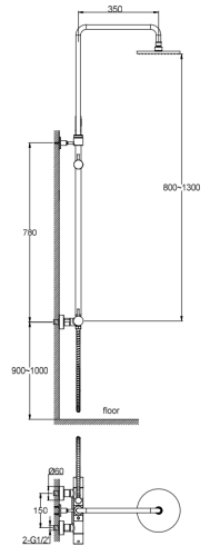 Zestaw prysznicowy termostatyczny złoty Axel Gold KOHLMAN QW273AGD