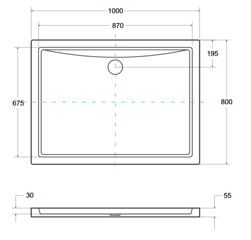 Brodzik prostokątny zintegrowany biały Besco ALPINA SLIMLINE 100x80x3