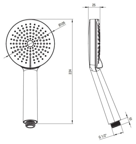 Słuchawka prysznicowa 5-funkcyjna start-stop Round Deante chrom