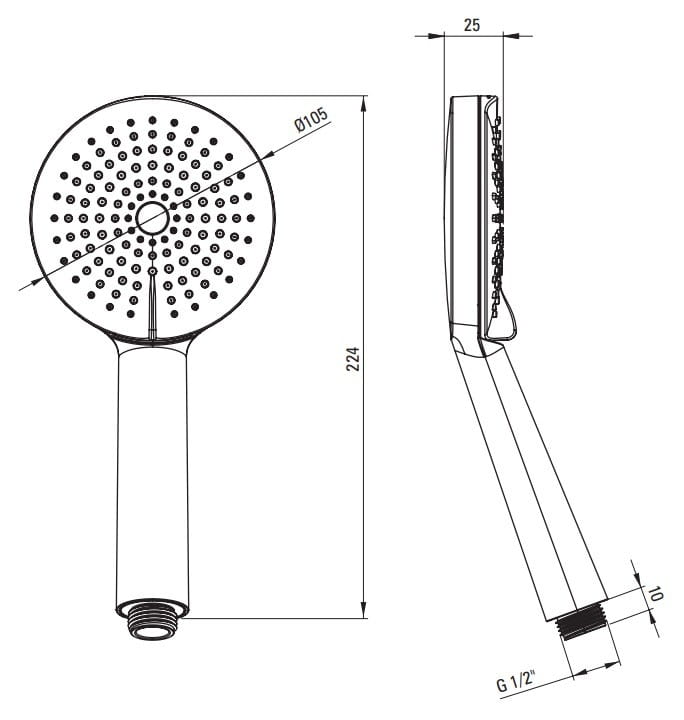 Słuchawka prysznicowa 5-funkcyjna start-stop Round Deante chrom