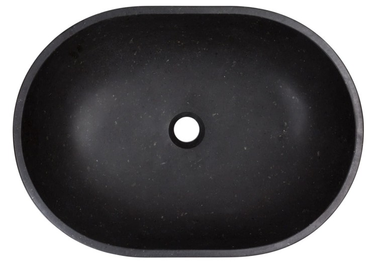 Umywalka kamienna nablatowa Pinatubo AD naturalnie czarny granit